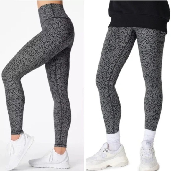 Sweaty Betty Flatter Me Jacquard Gray Leopard Print High Waist Leggings Size S - Picture 1 of 10
